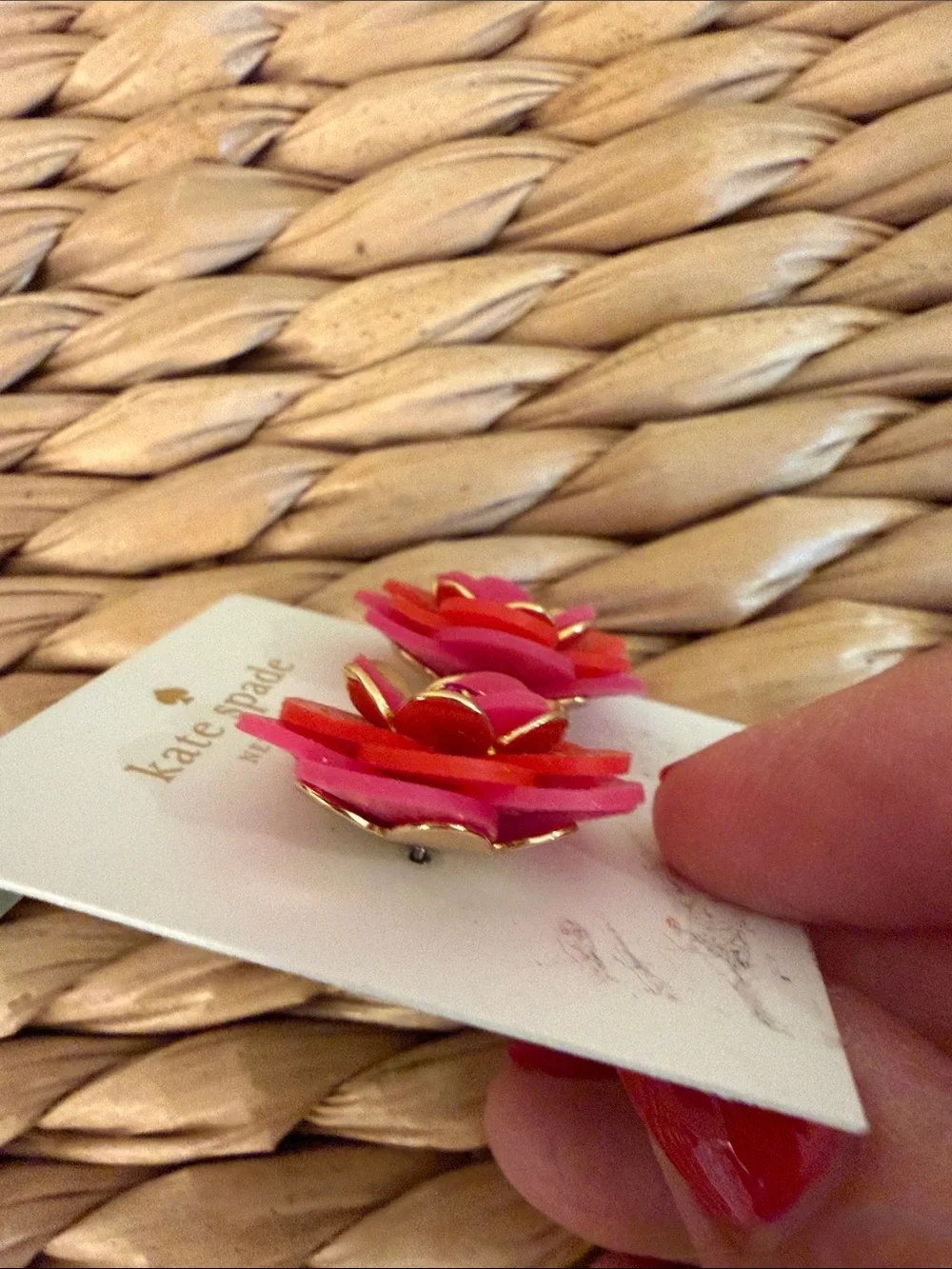 kate spade Pink and Red Layered Flower Stud Earrings